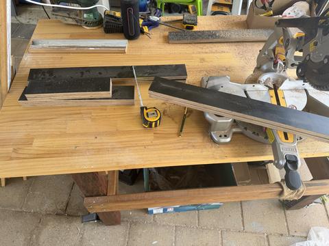 Cutting parts for the first scrap ply chair.