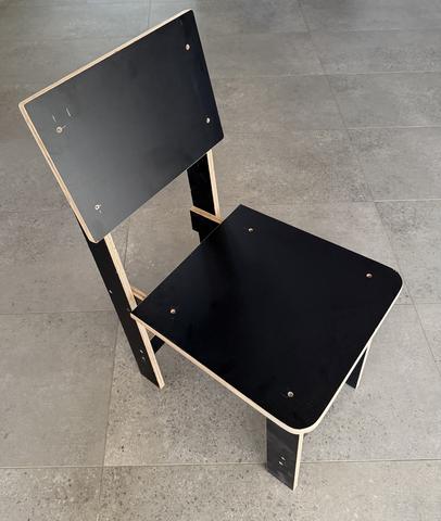 The first scrap-ply chair build in salvage form ply.