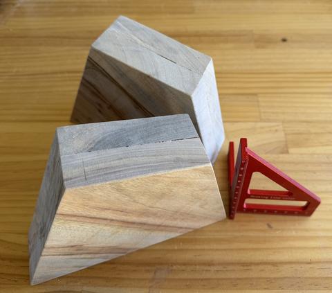 Two bracket blanks, square checked. (Not square of course.)