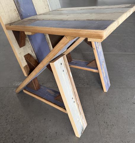 The scrap chair goes together: paint history included.