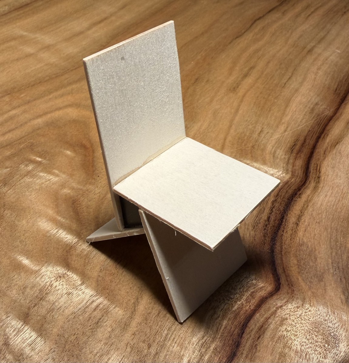 1:10 model of the K chair in pale plywood